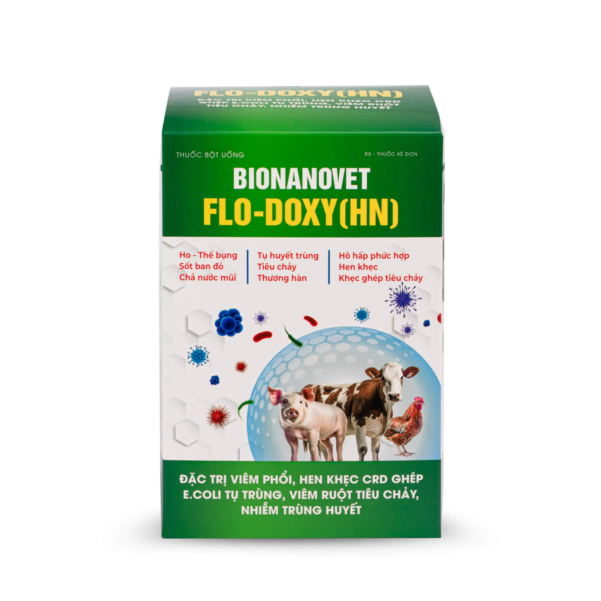 BIONANOVET FLO-DOXY(HN) Đặc Trị Viêm Phổi, Hen Khẹc CRD Ghép E.COLI Tụ Trùng, Viêm Ruột Tiêu Chảy, Nhiễm Trùng Huyết