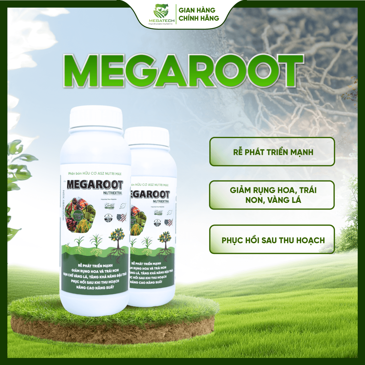 Phân Bón Megaroot Nutri Extra - Siêu Kích Rễ, Bung Đọt, Hạn Chế Sâu Bệnh Nấm