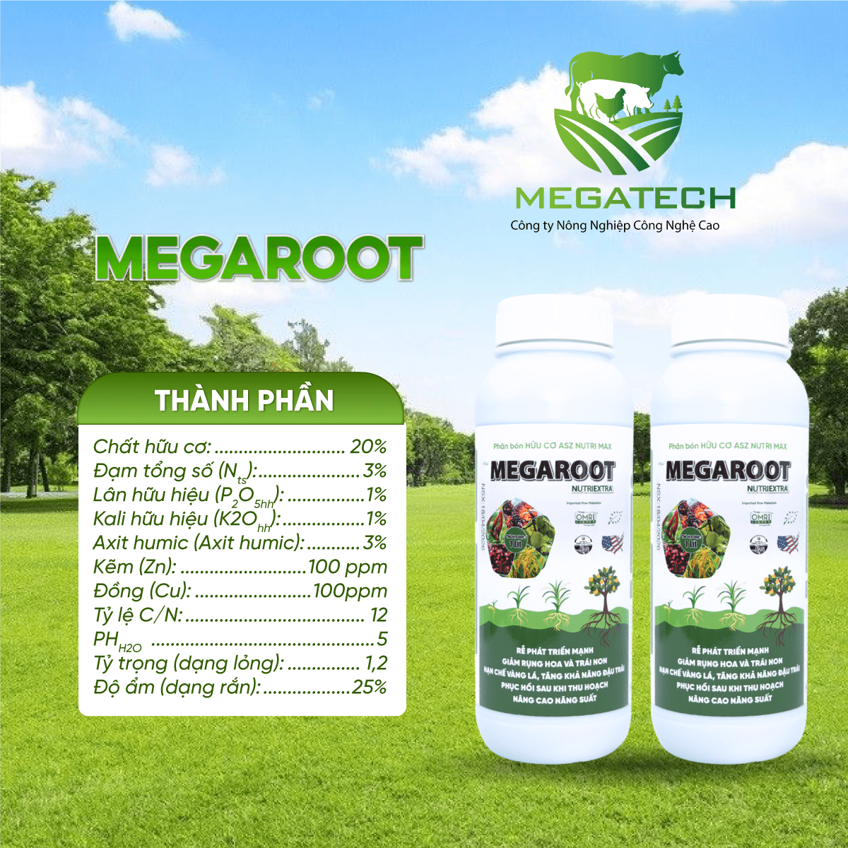 Phân Bón Megaroot Nutri Extra - Siêu Kích Rễ, Bung Đọt, Hạn Chế Sâu Bệnh Nấm - Ảnh 3